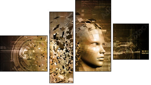 abstract character shattered into pieces  - Obraz czteroczęściowy, Fortyk