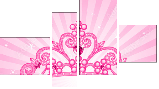 Korona – różowy diadem dla księżniczki - Obraz czteroczęściowy, Fortyk