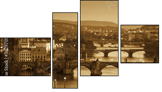 Widok na Most Karola i Wełtawy, Sepia
 - Obraz czteroczęściowy, Fortyk