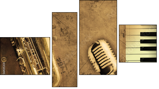 dirty music background  - Obraz czteroczęściowy, Fortyk