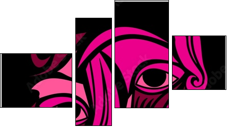 Funky Abstract Art Face - Obraz czteroczęściowy, Fortyk