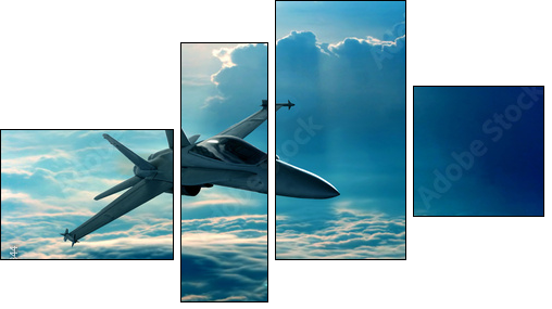 Fighter jet  - Obraz czteroczęściowy, Fortyk