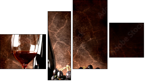 Vino rosso con grappolo di uva nera  - Obraz czteroczęściowy, Fortyk
