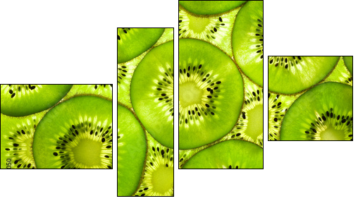 Mozaika z zielonych owoców kiwi - Obraz czteroczęściowy, Fortyk