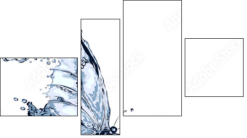 Water splash butterfly 2  - Obraz czteroczęściowy, Fortyk
