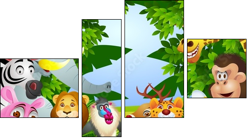 Animal cartoon  - Obraz czteroczęściowy, Fortyk
