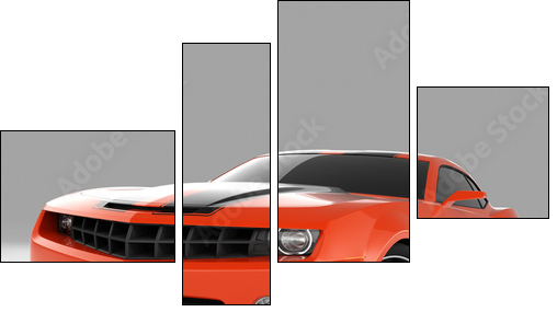 red sports car  - Obraz czteroczęściowy, Fortyk