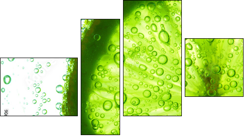 Limonka w kroplach wody - Obraz czteroczęściowy, Fortyk