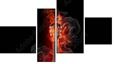 Burning guitar  - Obraz czteroczęściowy, Fortyk