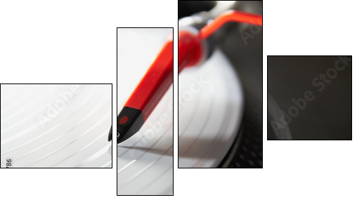 Professional turntable playing vinyl record  - Obraz czteroczęściowy, Fortyk