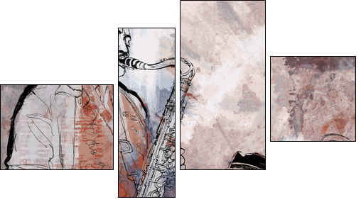 Jazz band on a colorful background  - Obraz czteroczęściowy, Fortyk