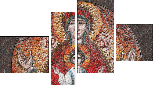 art mosaics icon of Virgin Mary and Jesus Christ  - Obraz czteroczęściowy, Fortyk