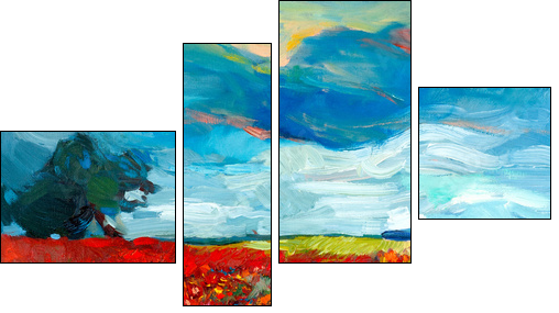 Flower fields  - Obraz czteroczęściowy, Fortyk