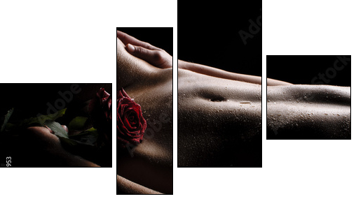 Nackter Bauch mit Rose  - Obraz czteroczęściowy, Fortyk