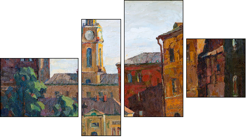the city landscape of Vitebsk drawn with oil on a canvas  - Obraz czteroczęściowy, Fortyk