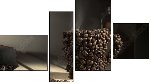 Kawowy kubek mlecznej kawy - Obraz czteroczęściowy, Fortyk