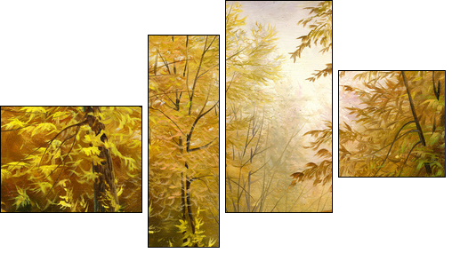 beautiful autumn landscape, canvas, oil  - Obraz czteroczęściowy, Fortyk