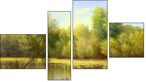autumn landscape, canvas, oil  - Obraz czteroczęściowy, Fortyk