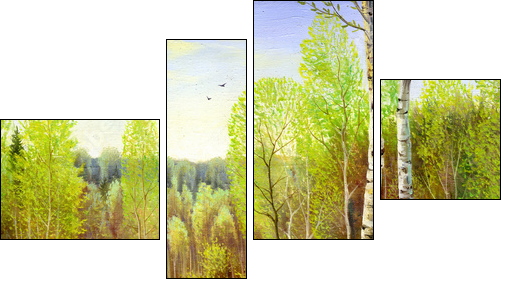 autumn landscape, canvas, oil  - Obraz czteroczęściowy, Fortyk