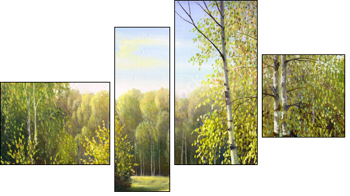 autumn landscape, canvas, oil  - Obraz czteroczęściowy, Fortyk