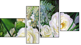 bouquet of white roses, canvas, oil  - Obraz czteroczęściowy, Fortyk