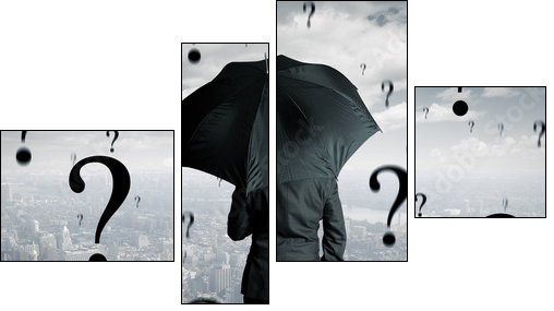 Businessman and questions  - Obraz czteroczęściowy, Fortyk
