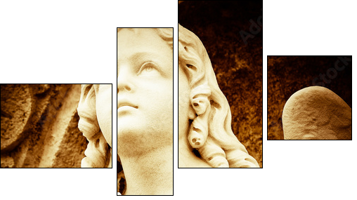 Praying angel in sepia shades  - Obraz czteroczęściowy, Fortyk