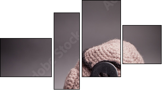 French bulldog puppy, in knit pilot helmet  - Obraz czteroczęściowy, Fortyk