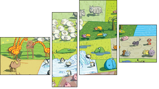 ZOO Landscape  - Obraz czteroczęściowy, Fortyk