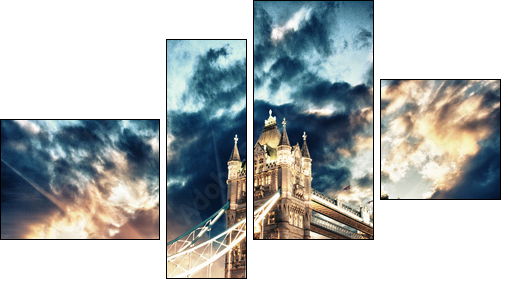 Beautiful sunset colors over famous Tower Bridge in London  - Obraz czteroczęściowy, Fortyk