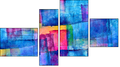 seamless blue cubism abstract art texture watercolor wallpaper b - Obraz czteroczęściowy, Fortyk