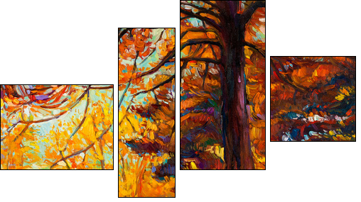 Autumn tree  - Obraz czteroczęściowy, Fortyk