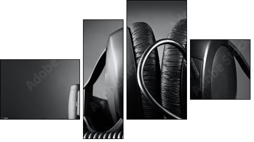Modern headphones over dark background  - Obraz czteroczęściowy, Fortyk