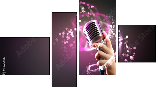 audio microphone retro style  - Obraz czteroczęściowy, Fortyk