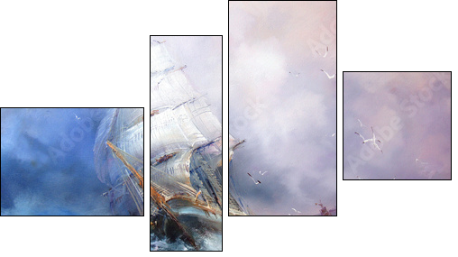 Seascape Sea breeze  - Obraz czteroczęściowy, Fortyk