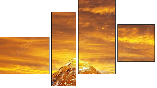 Evening colored view of Everest from Kala Patthar  - Obraz czteroczęściowy, Fortyk