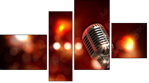 audio microphone retro style  - Obraz czteroczęściowy, Fortyk