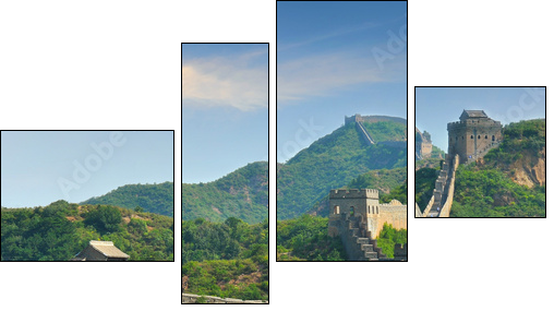 Great Wall of China in Summer with beautiful sky  - Obraz czteroczęściowy, Fortyk