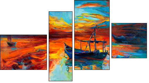 Boats  - Obraz czteroczęściowy, Fortyk