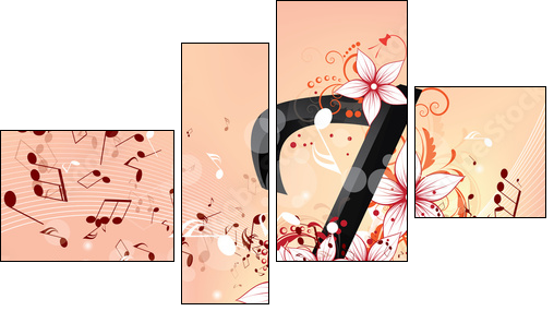 Abstract design background with colourful music notes  - Obraz czteroczęściowy, Fortyk