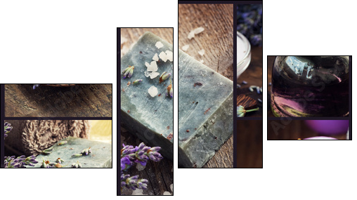 Lavender dayspa collage  - Obraz czteroczęściowy, Fortyk