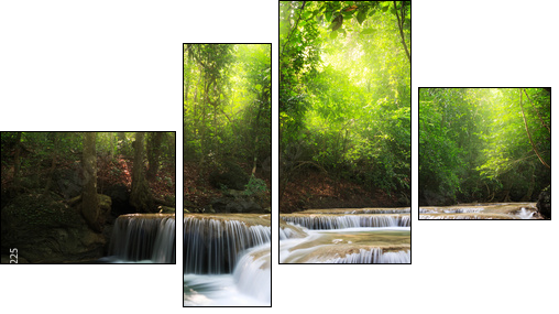 Deep forest waterfall  - Obraz czteroczęściowy, Fortyk