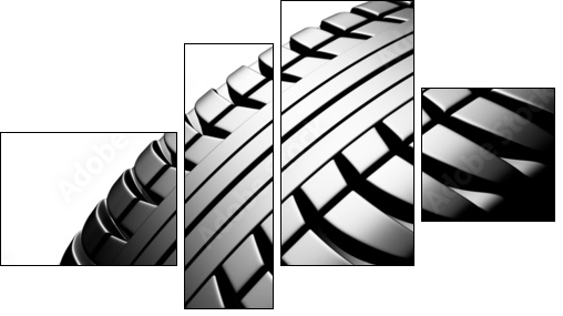 Car tire on a white background  - Obraz czteroczęściowy, Fortyk