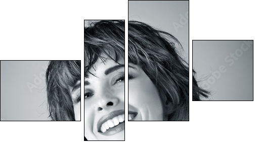 Photo of beautiful laughing woman  - Obraz czteroczęściowy, Fortyk