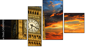 Big Ben at sunset panorama, London  - Obraz czteroczęściowy, Fortyk