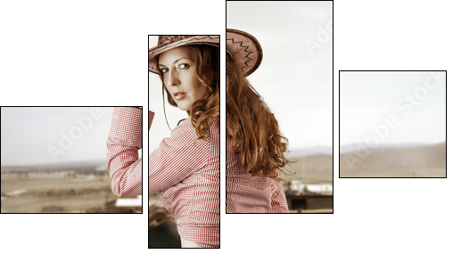 Woman wearing cowboy hat  - Obraz czteroczęściowy, Fortyk
