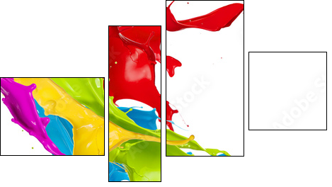 Colored splashes in abstract shape, isolated on white background  - Obraz czteroczęściowy, Fortyk