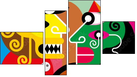 Woman and man - vector illustration - Obraz czteroczęściowy, Fortyk