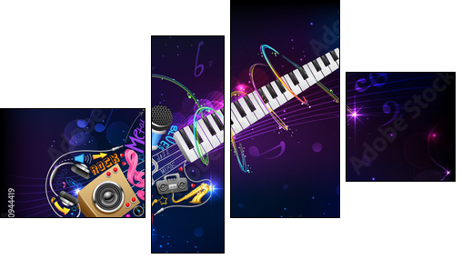 Music Background  - Obraz czteroczęściowy, Fortyk