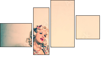 Stylish blonde. Pin-up girl. American style  - Obraz czteroczęściowy, Fortyk